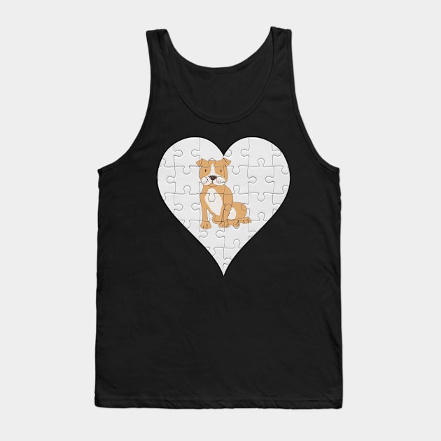 Staffordshire Bull Terrier Heart Jigsaw Pieces Design - Gift for Staffordshire Bull Terrier Brown Lovers Tank Top by HarrietsDogGifts